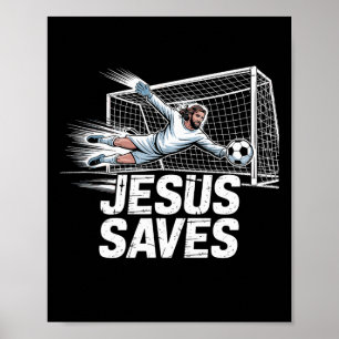 Poster Gardien de but de football Jésus sauve chrétien So
