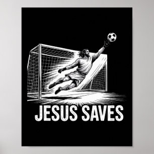 Poster Gardien de but de football Jésus sauve Christian S