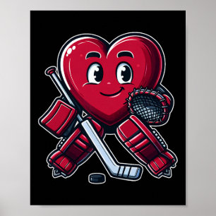 Poster Gardien de but de hockey sur glace Saint-Valentin 