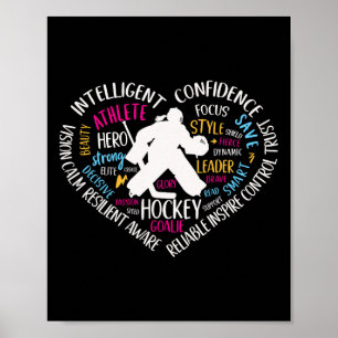 Poster Gardien de hockey sur gazon pour filles Amour Cœur