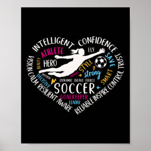 Poster Gardienne de but de football féminin Amour de coeu