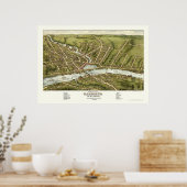 Poster Gardiner & Pittston, ME Carte panoramique - 1878 (Cuisine)