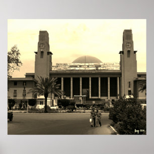 Poster Gare centrale ferroviaire vintage de Bagdad en Ira