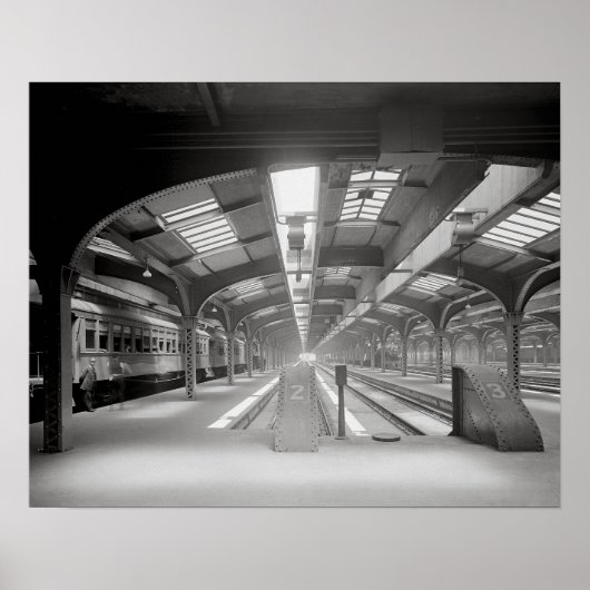 Poster Gare de Chicago, 1920. Chemin vintage (Devant)