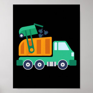Poster Garge Camion Recyclage des déchets Collecteur Eart