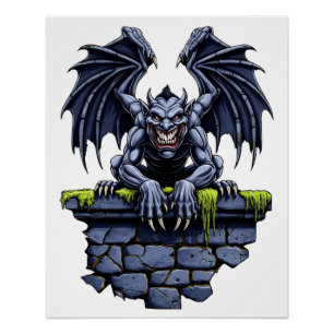Poster Gargoyle gothique : Un Gardien de la nuit