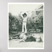 Poster Garlene Tindall debout sur un cheval de ruse. (Devant)