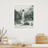 Poster Garlene Tindall debout sur un cheval de ruse. (Cuisine)