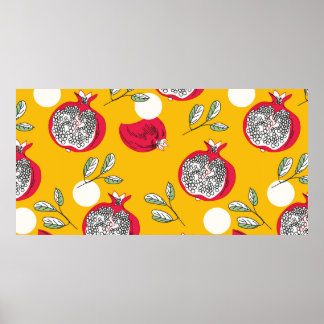 Poster Garnet fruit main dessiné sans couture motif. Vint