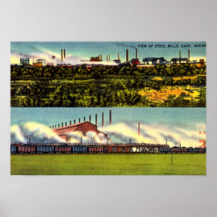 Poster Gary, Indiana Steel Mills 1930