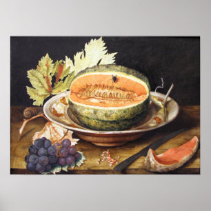 Poster Garzoni - Nature morte avec des raisins et un esca