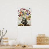 Poster Garzoni - Oeillets, Fleurs Sur Pierre Avec Leanin (Cuisine)