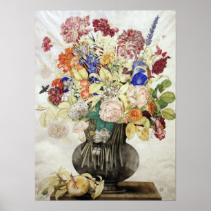 Poster Garzoni - Œillets, Fleurs Sur Pierre Avec Pêcher P