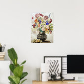 Poster Garzoni - Œillets, Fleurs Sur Pierre Avec Pêcher P (Bureau à domicile)