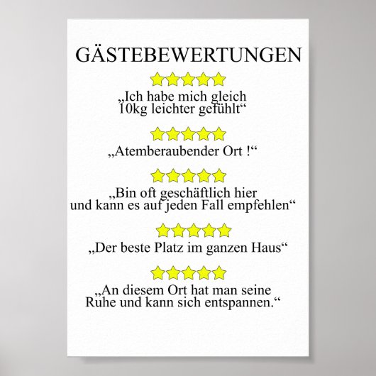 Poster Gästebwertung WC - Gäste Toilette (Devant)