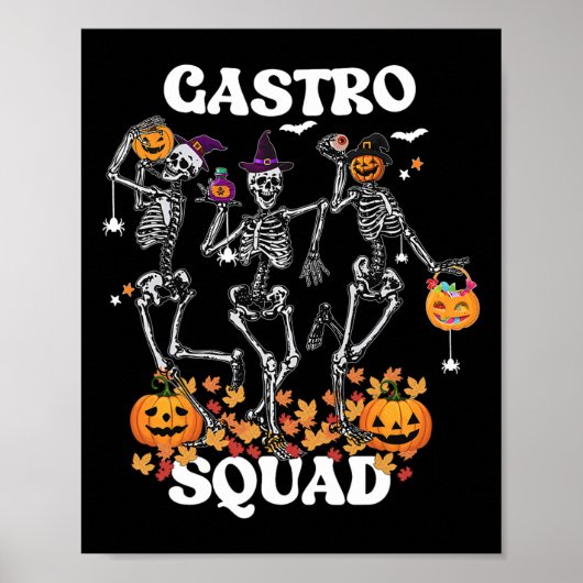 Poster Gastro Squad Halloween Squelette Danser Endoscopie (Devant)