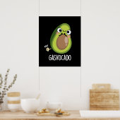 Poster Gasvocado Drôle Farny Farting Avocado Pun Dark BG (Cuisine)