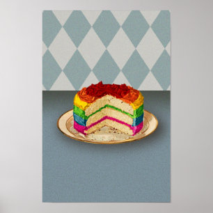 Poster Gâteau arc-en-ciel rétro