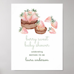 Poster Gâteau au Chocolat aux Baies à l'Aquarelle Baby Sh