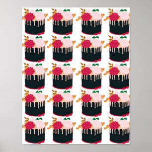 Poster Gâteau au chocolat rose - Drôle cadeau de l'amant 