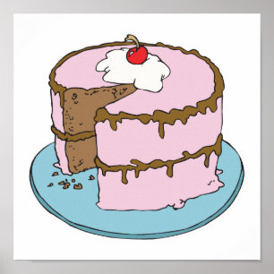 Poster gâteau au chocolat rose glacé