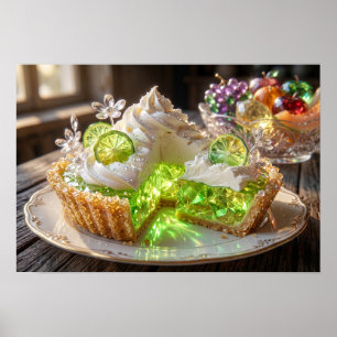 Poster Gâteau au citron vert clé cristallin brillant Art