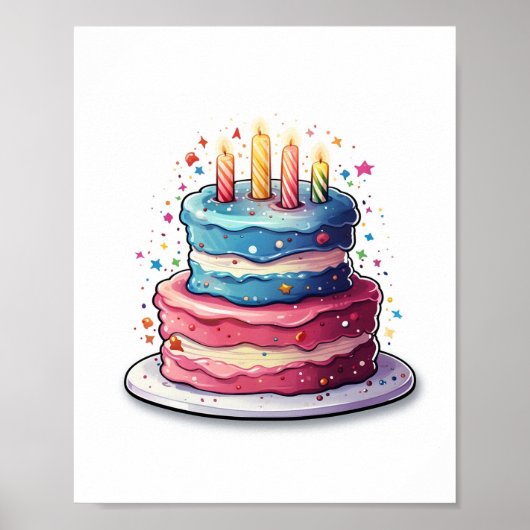 Poster Gâteau, création de gâteau coloré (Devant)