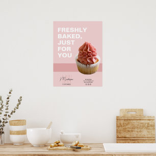 Poster Gâteau Cupcake Photo Rose Logo Monogramme Boulange