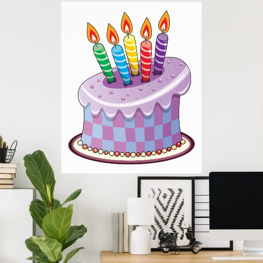 Poster Gâteau d'anniversaire (Bureau à domicile)