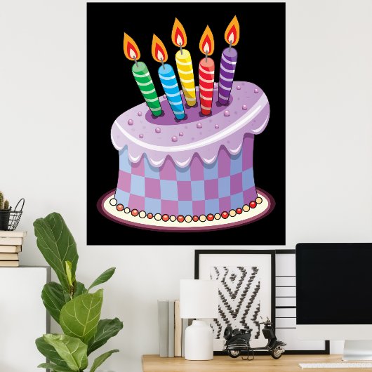 Poster Gâteau d'anniversaire (Bureau à domicile)