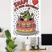 Poster Gâteau d'anniversaire de fête avec un alligator mi (Bureau à domicile)