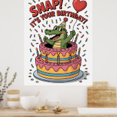 Poster Gâteau d'anniversaire de fête avec un alligator mi (Cuisine)