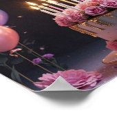 Poster Gâteau d'anniversaire rose luxe élégant extravagan (Coin)