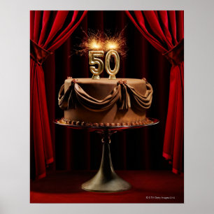 Poster Gâteau d'anniversaire sur l'étape avec le numéro