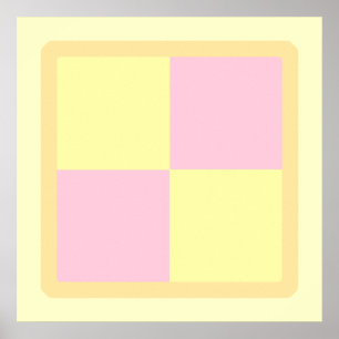Poster Gâteau de Battenburg. Rose et Jaune.