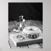 Poster Gâteau de beignes avec glaçage sur table en bois r (Devant)