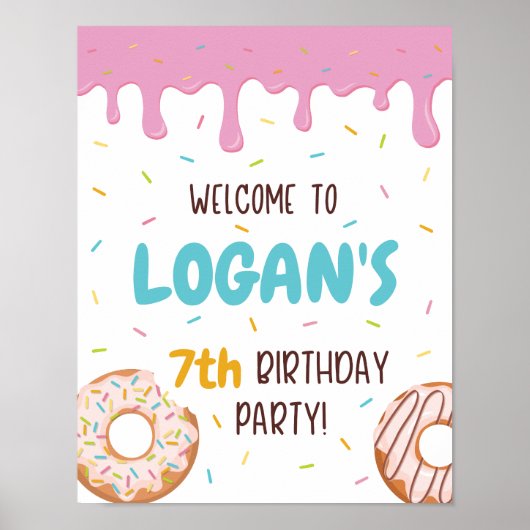 Poster Gâteau de bienvenue d'anniversaire avec des pépite (Devant)