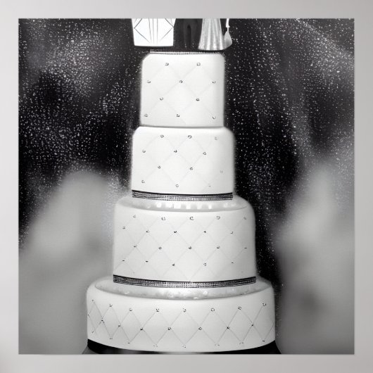 Poster Gâteau de mariage rétro blanc & noir (Devant)