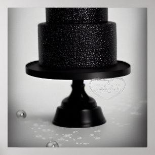 Poster Gâteau de mariage vintage noir & Support