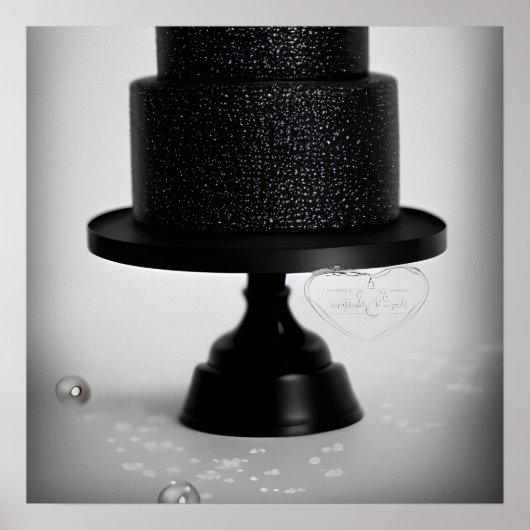 Poster Gâteau de mariage vintage noir & Support (Devant)