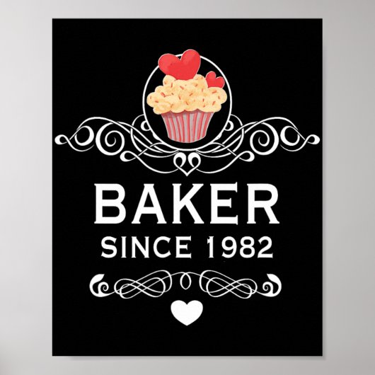 Poster Gâteau Depuis 1982 Cupcake 42e Anniversaire Fête d (Devant)