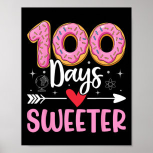 Poster Gâteau Donut 100 Jours Plus Sucré 100e Jour D'écol