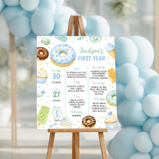 Poster Gâteau Donut Premier Anniversaire Étape Importante