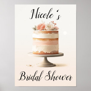 Poster Gâteau Floral Élégant aux Péches Roses pour Baby S