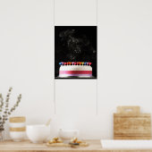 Poster Gâteau glacé avec fumer fusion heureux anniversair (Cuisine)