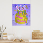 Poster Gâteau "Joyeux Anniversaire" (anglais) (Cuisine)