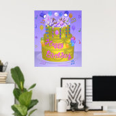 Poster Gâteau "Joyeux Anniversaire" (anglais) (Bureau à domicile)