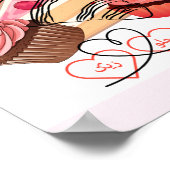 Poster Gâteaux & Cœurs Calligraphie Arabe Aesthet (Coin)