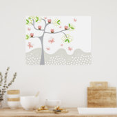 Poster Gâteaux Cupcakes Arbre Papillons Joyeux Anniversai (Cuisine)