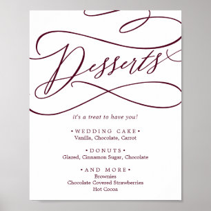 Poster Gâteaux de Mariage au Texte Bourguignon Romantique